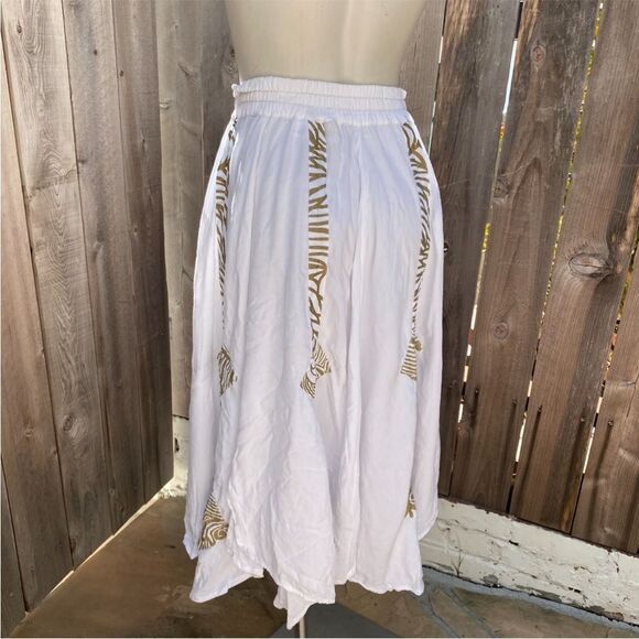 Cache vintage White and Gold A-Line Skirt size small - Picture 6 of 12